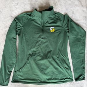 Women’s Green Quarter-Zip Pullover with Logo